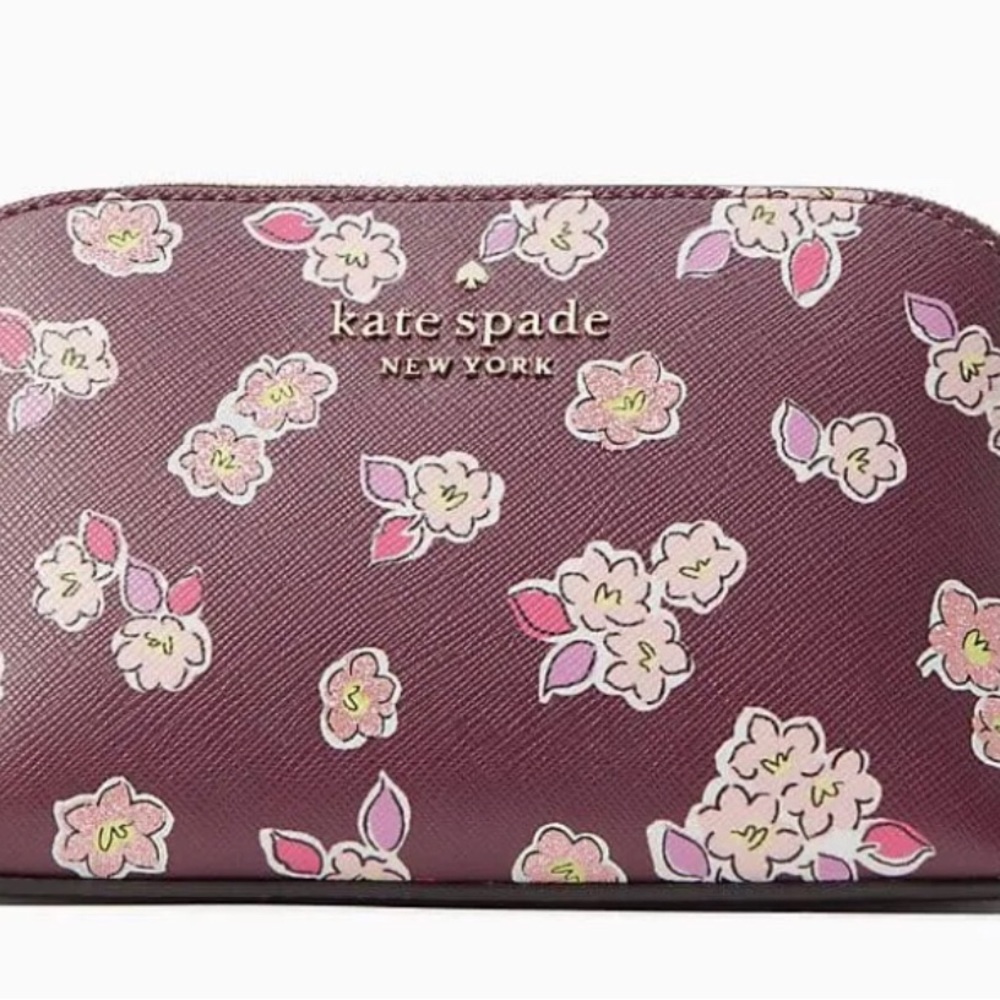 Kate Spade Purple Cosmetic Bag with Floral Print